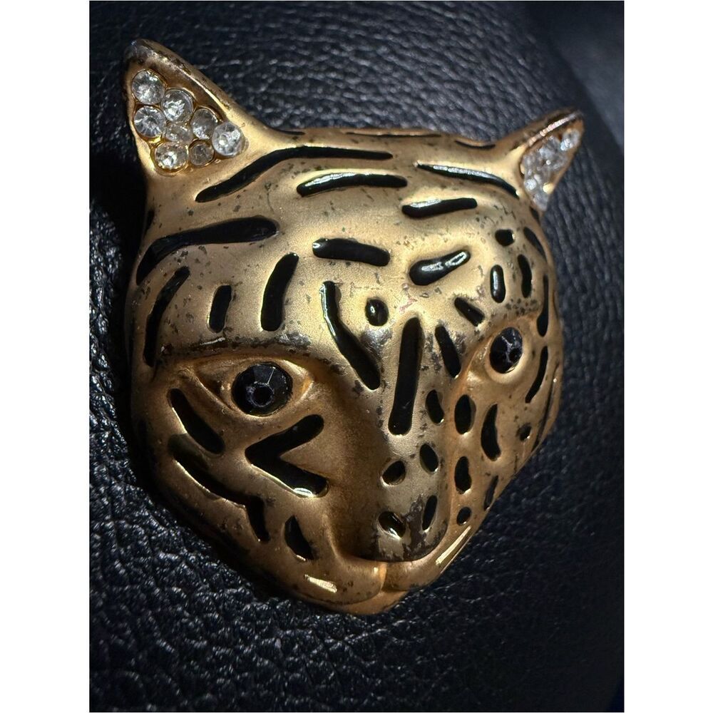 Vintage Gold Leopard Brooch For Women Statement Cat Animal Jewelry Bold - Picture 3 of 17